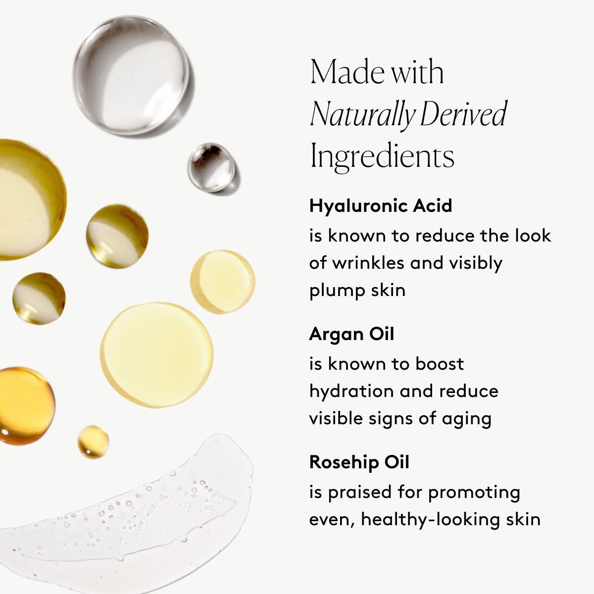 
                
                  The Full Routine key ingredients graphic with Hyaluronic Acid, Argan Oil, and Rosehip Oil beside product swatches
                
              