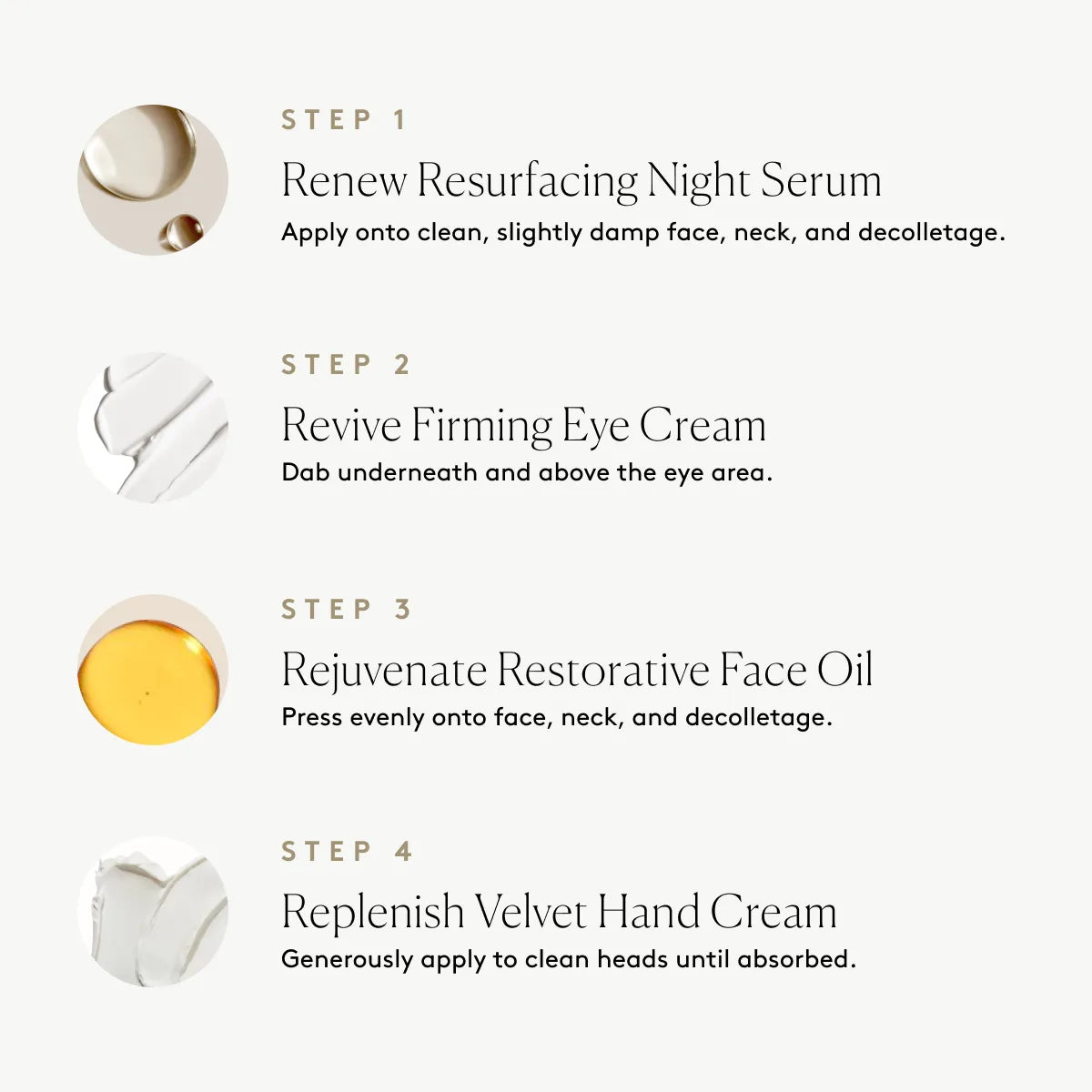 Nighttime Replenish Routine: Restore skin smoothness overnight