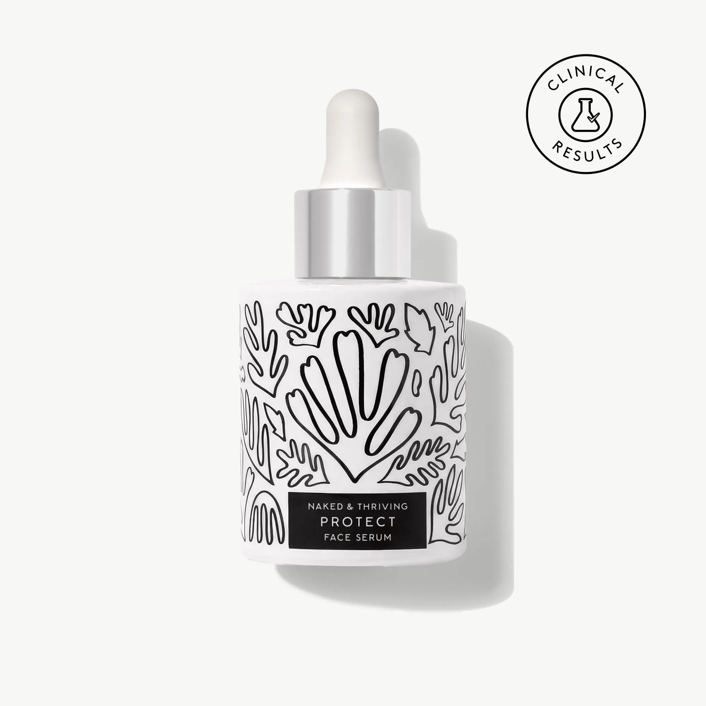 
                
                  A deluxe-size bottle of Naked & Thriving Protect Antioxidant Face Serum with a clinical results badge.

                
              