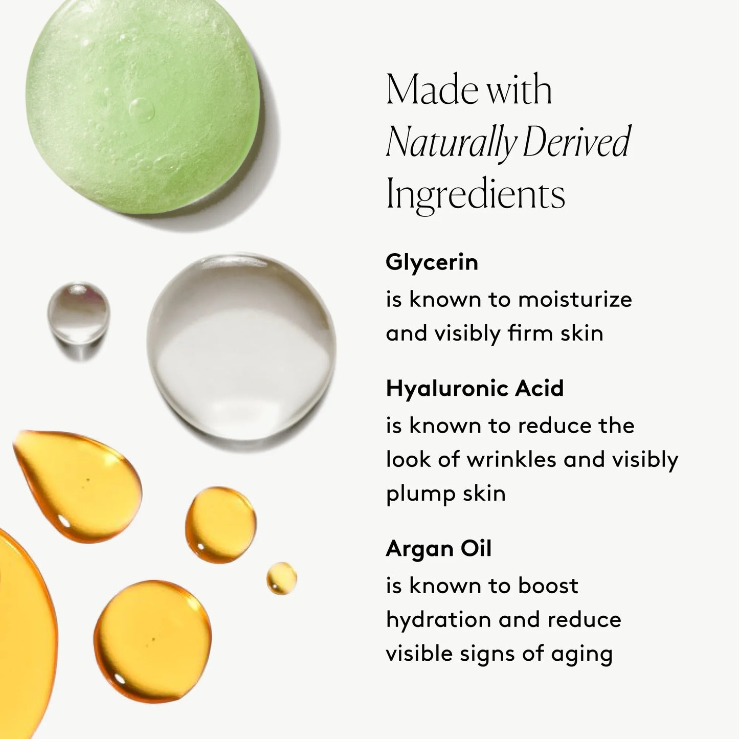
                
                  The Refresh Routine key ingredients graphic with Glycerin, Hyaluronic Acid, and Argan Oil beside product swatches
                
              