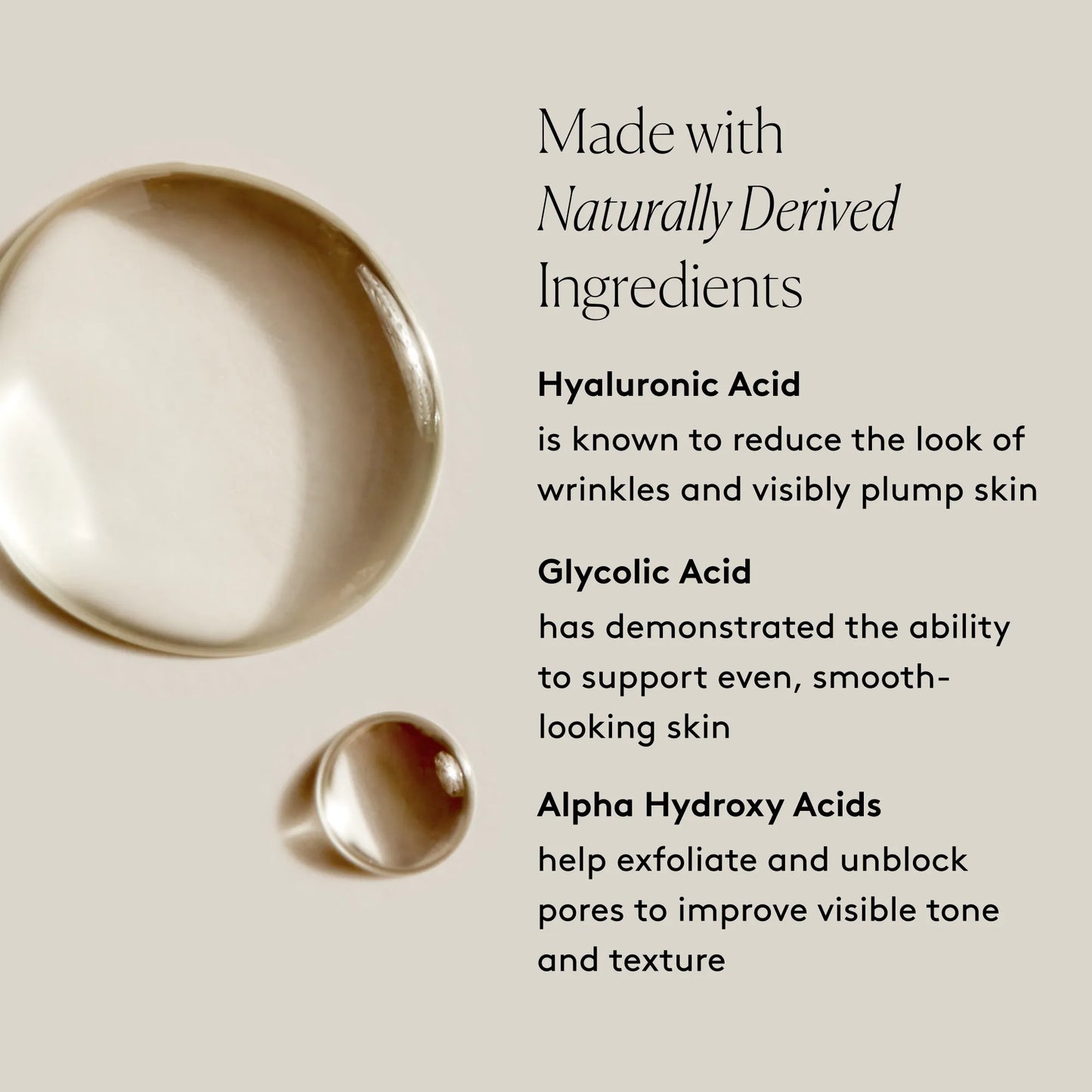 
                
                  Renew Resurfacing Night Serum key ingredients with Hyaluronic Acid, Glycolic Acid, and Alpha Hydroxy Acids alongside a product swatch
                
              