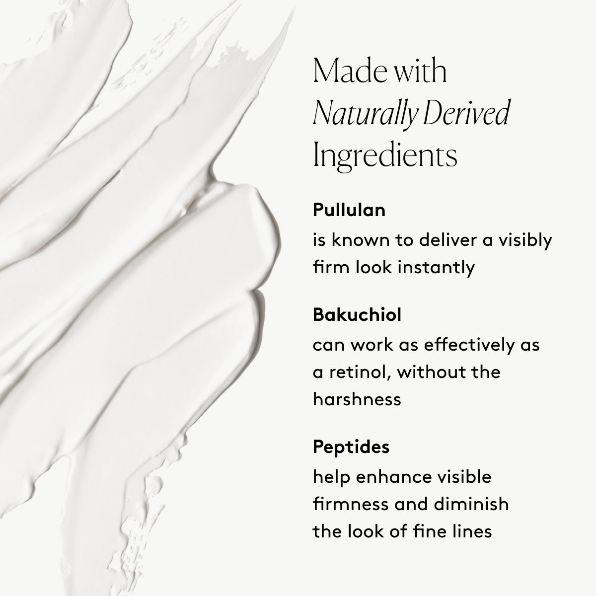 
                
                  Revive Firming Eye Cream key ingredients graphic with Pullulan, Bakuchiol, and Peptides beside a product swatch
                
              