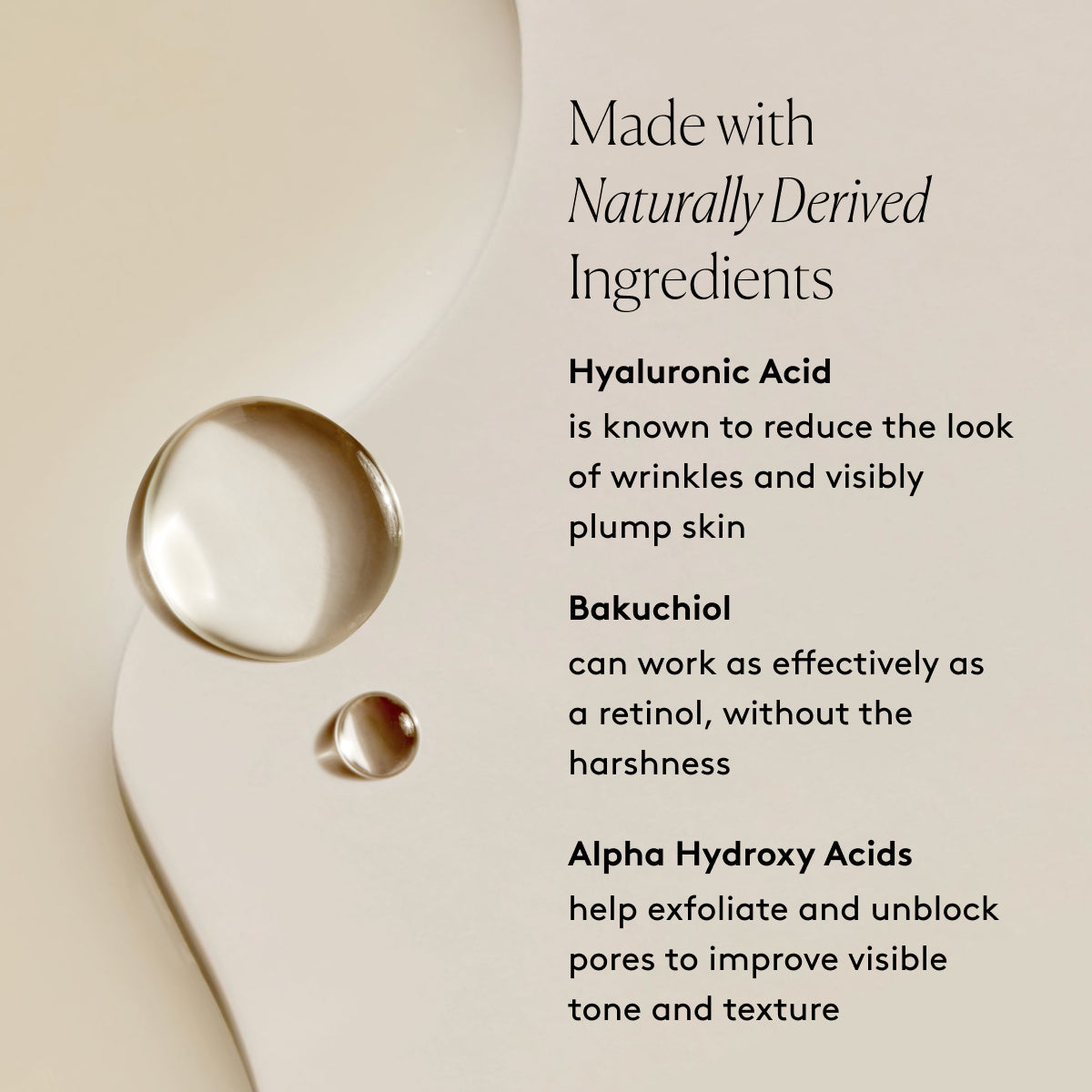 
                
                  Wrinkle-Fighter Set key ingredients graphic with Hyaluronic Acid, Bakuchiol, and Alpha Hydroxy Acids beside product swatches
                
              